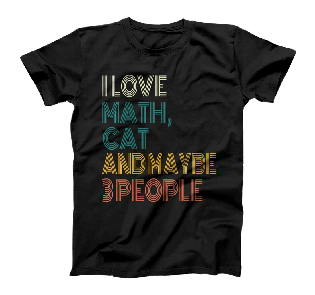 Personalized Womens I Love Math, Cats And Maybe 3 people Cute Cat Lover Vintage T-Shirt, Women T-Shirt