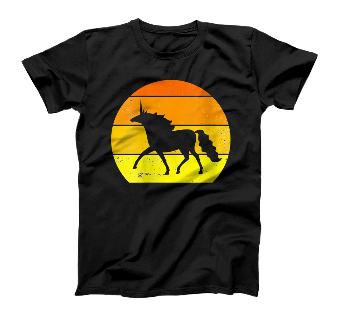 Personalized Womens Retro Unicorn Vintage Unicorn Silhouette Wolf Animal Lover T-Shirt, Women T-Shirt