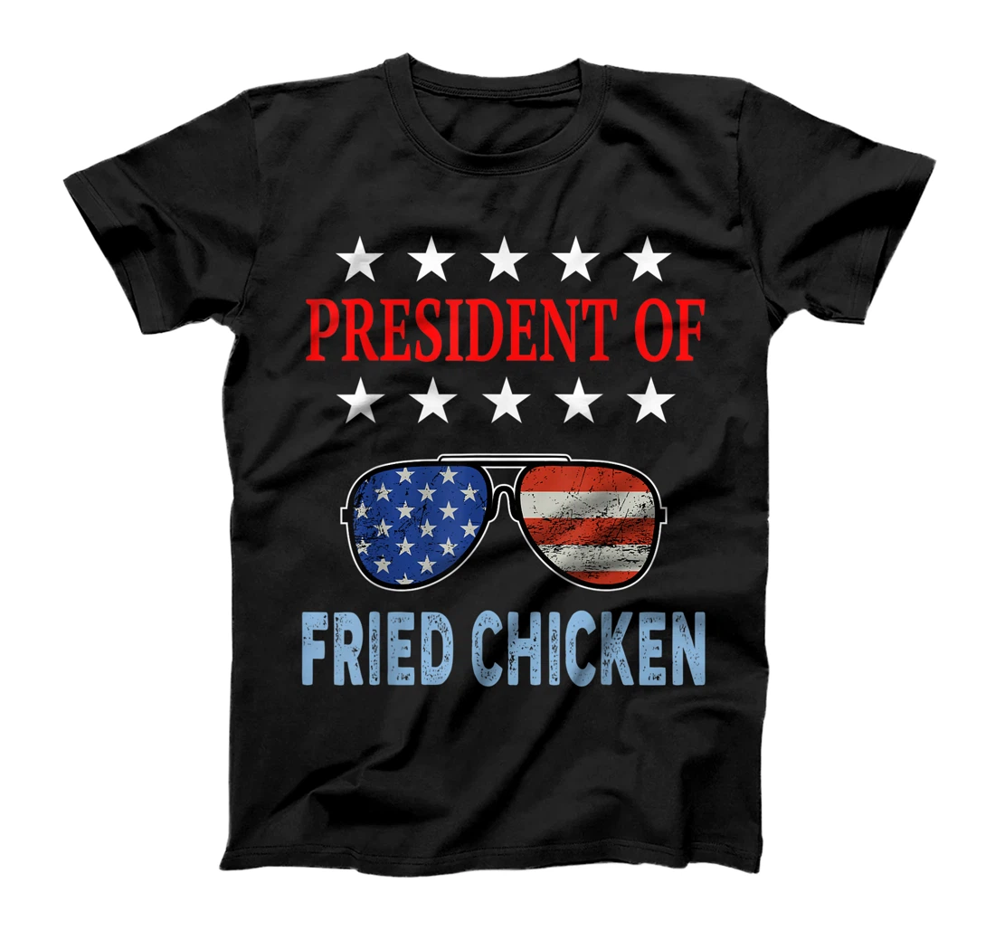 Personalized Fried Chicken Lover USA Flag. President of Fried Chicken! T-Shirt, Women T-Shirt