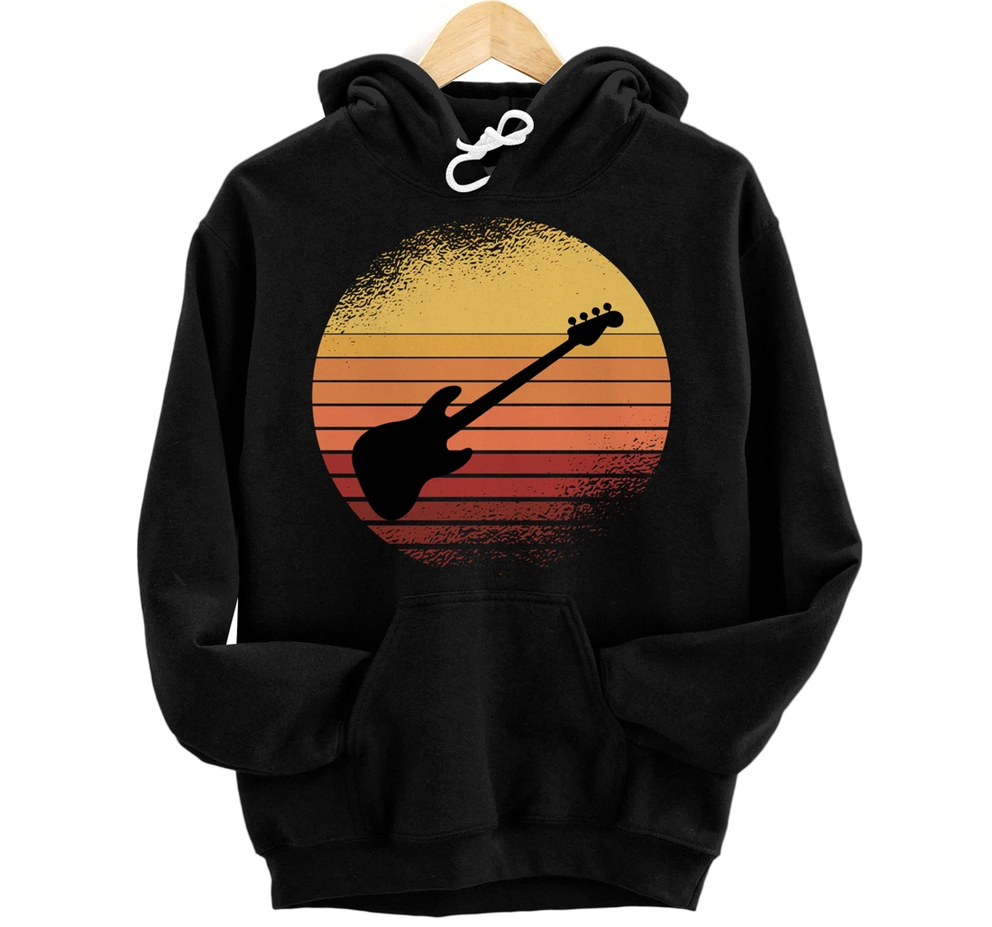 Personalized Vintage Bass Guitar for Bassist Bass Players Musicians Band Pullover Hoodie