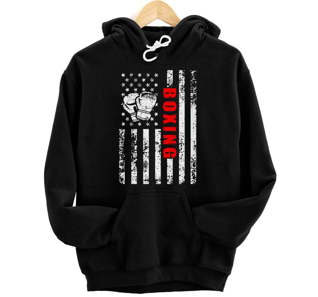 Personalized American Flag Boxing Patriotic Boxing Pullover Hoodie Pullover Hoodie