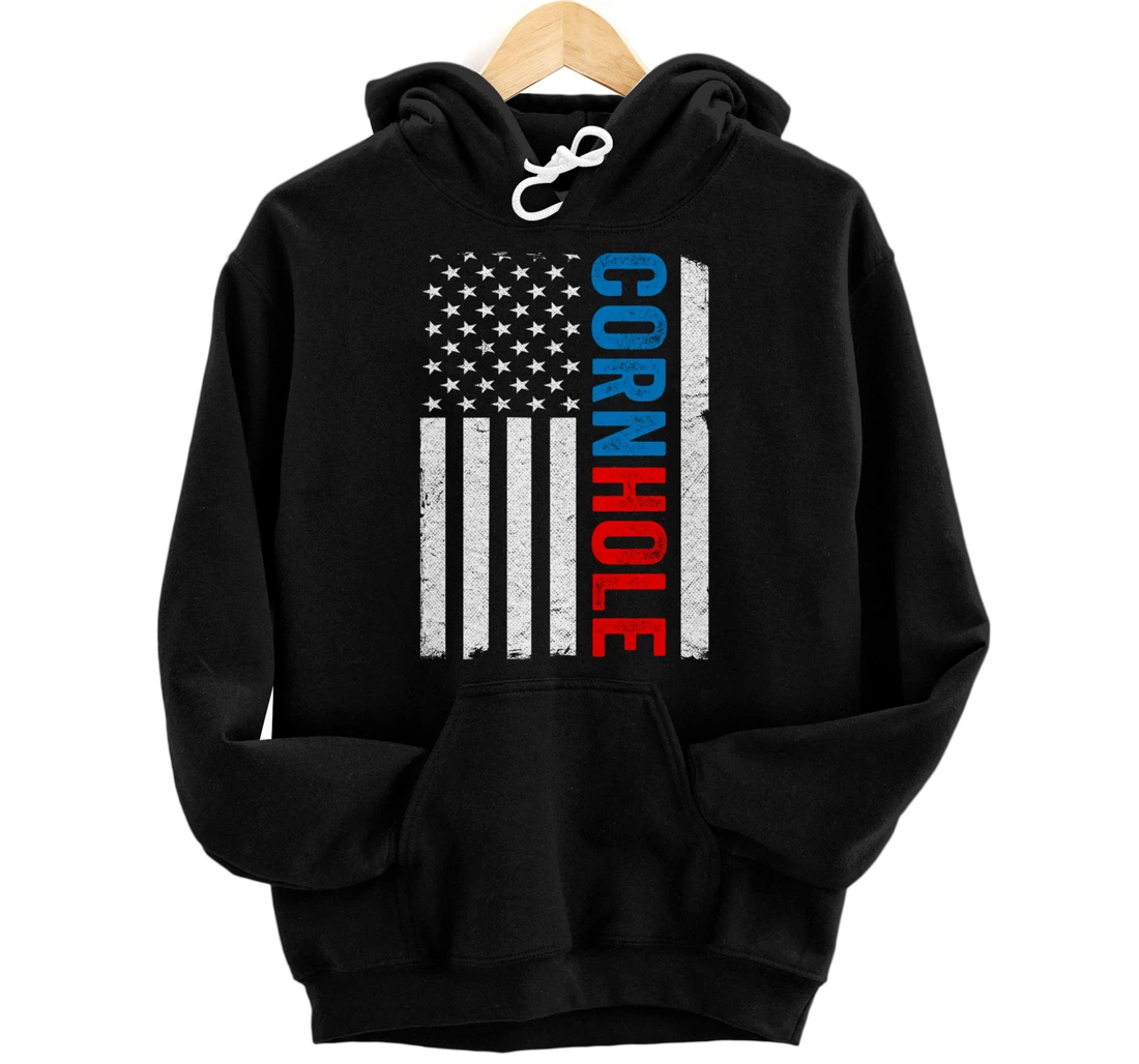 Personalized US American Flag Corn Hole Bean Bag Toss Player Cornhole Pullover Hoodie