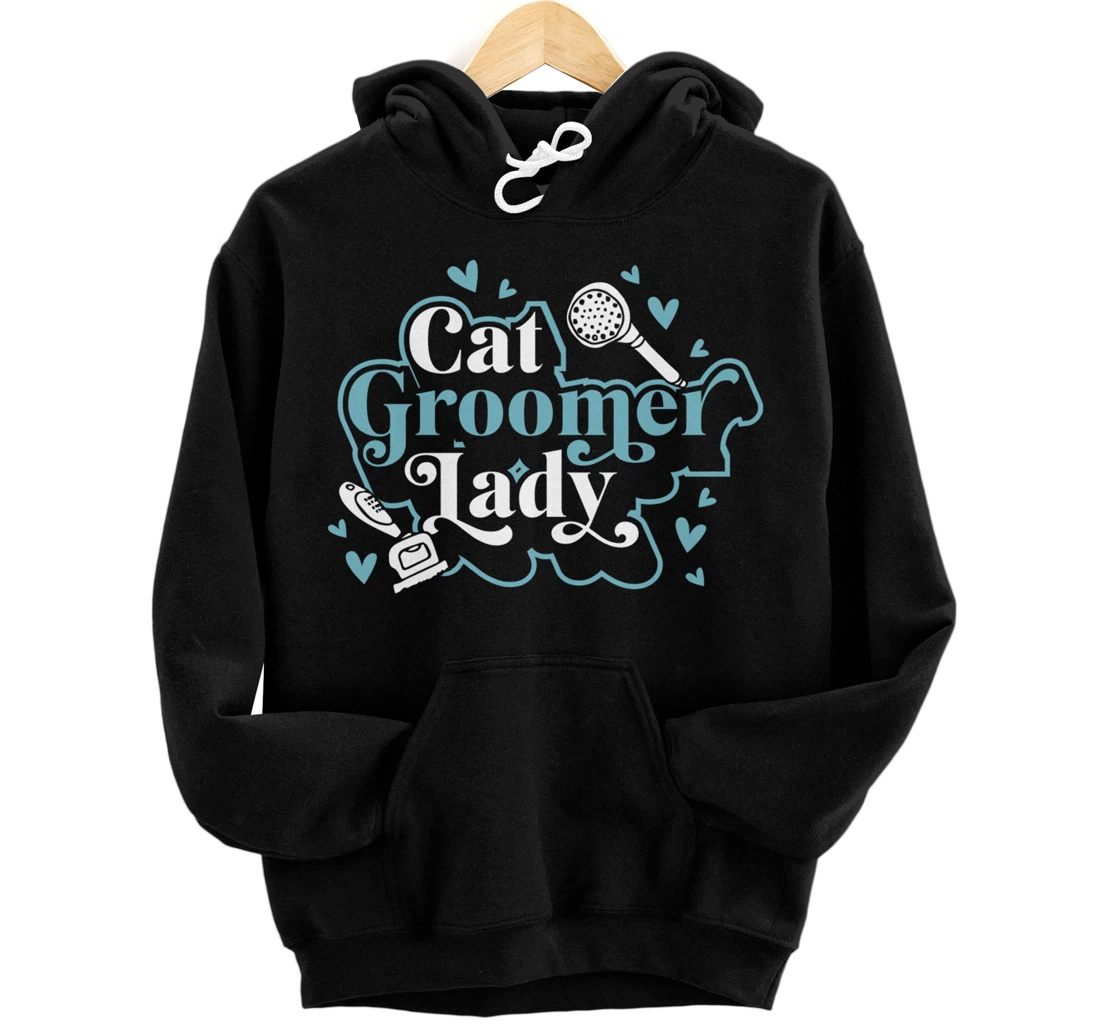 Personalized Cat Groomer Lady Professional Funny Grooming Fur Comb Wash Pullover Hoodie