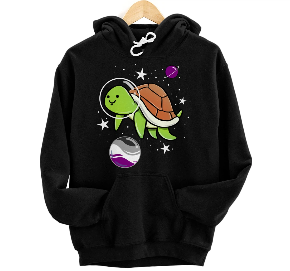 Personalized Turtle Astronaut Asexual Pride Pullover Hoodie