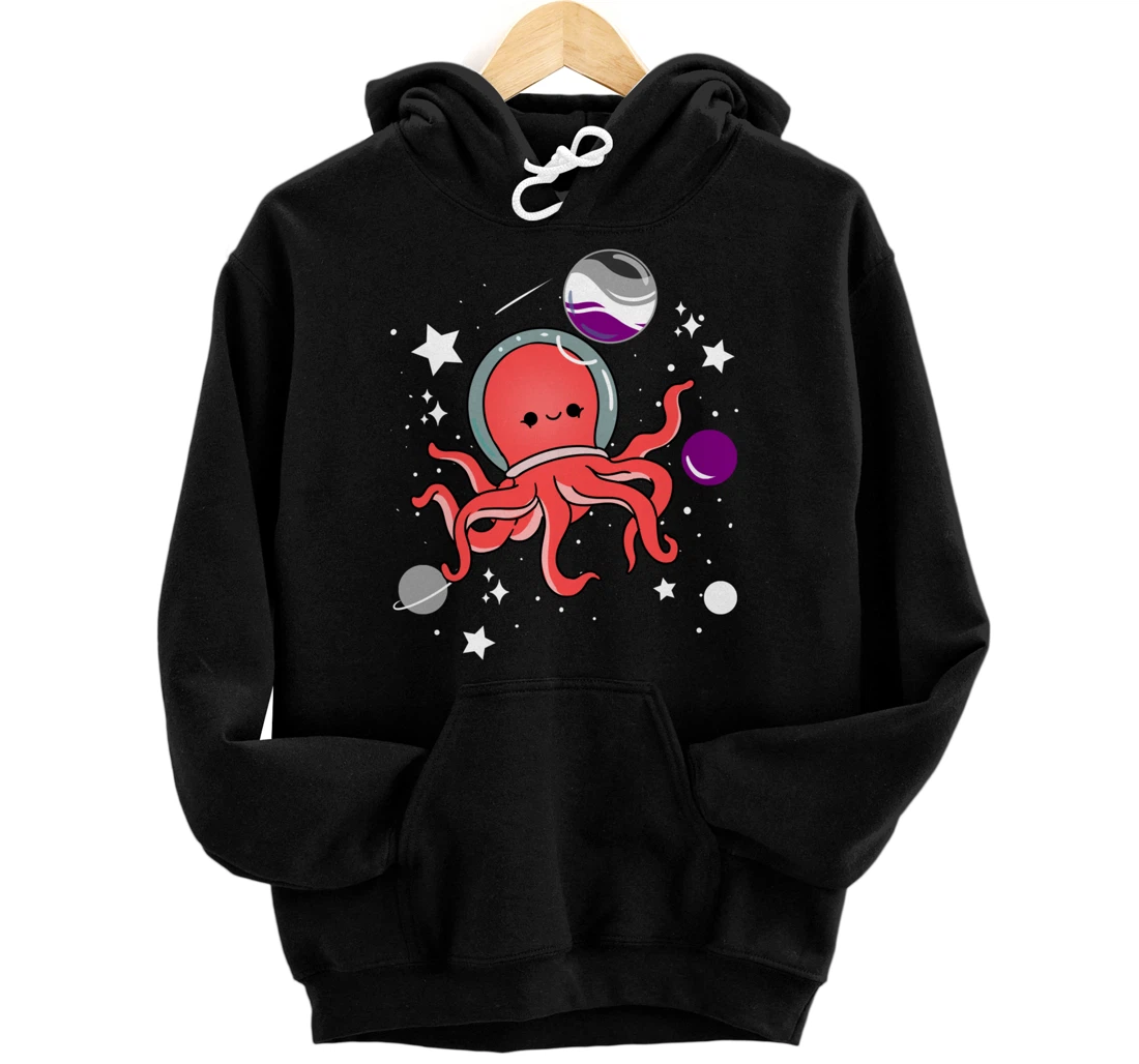 Personalized Octopus Astronaut Asexual Pride Pullover Hoodie