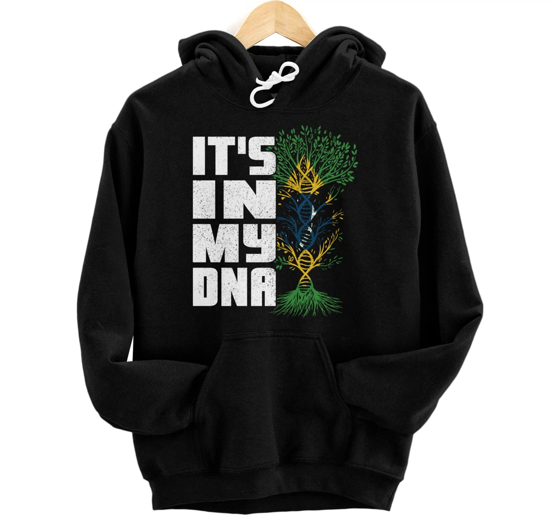 Personalized Brazil Flag Brazilian IT'S IN MY DNA Tree Patriotic Apparel Pullover Hoodie