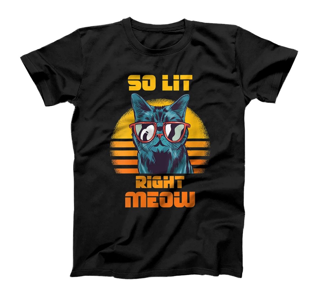 Personalized Womens So Lit Right Meow Techno EDM Rave DJ Party Festival Cat Pun T-Shirt, Women T-Shirt