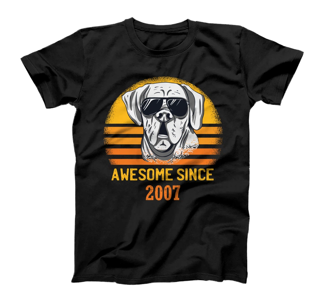 Personalized Awesome Since 2007 Dog Design Sunset For Boys And Girls T-Shirt