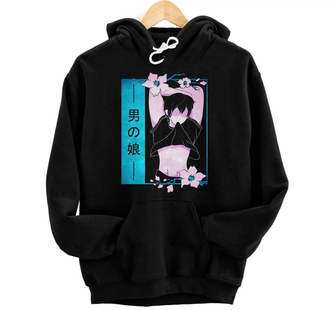 Personalized Femboy Anime Boy Gay Japanese Pastel Goth Aesthetic Sakura Pullover Hoodie