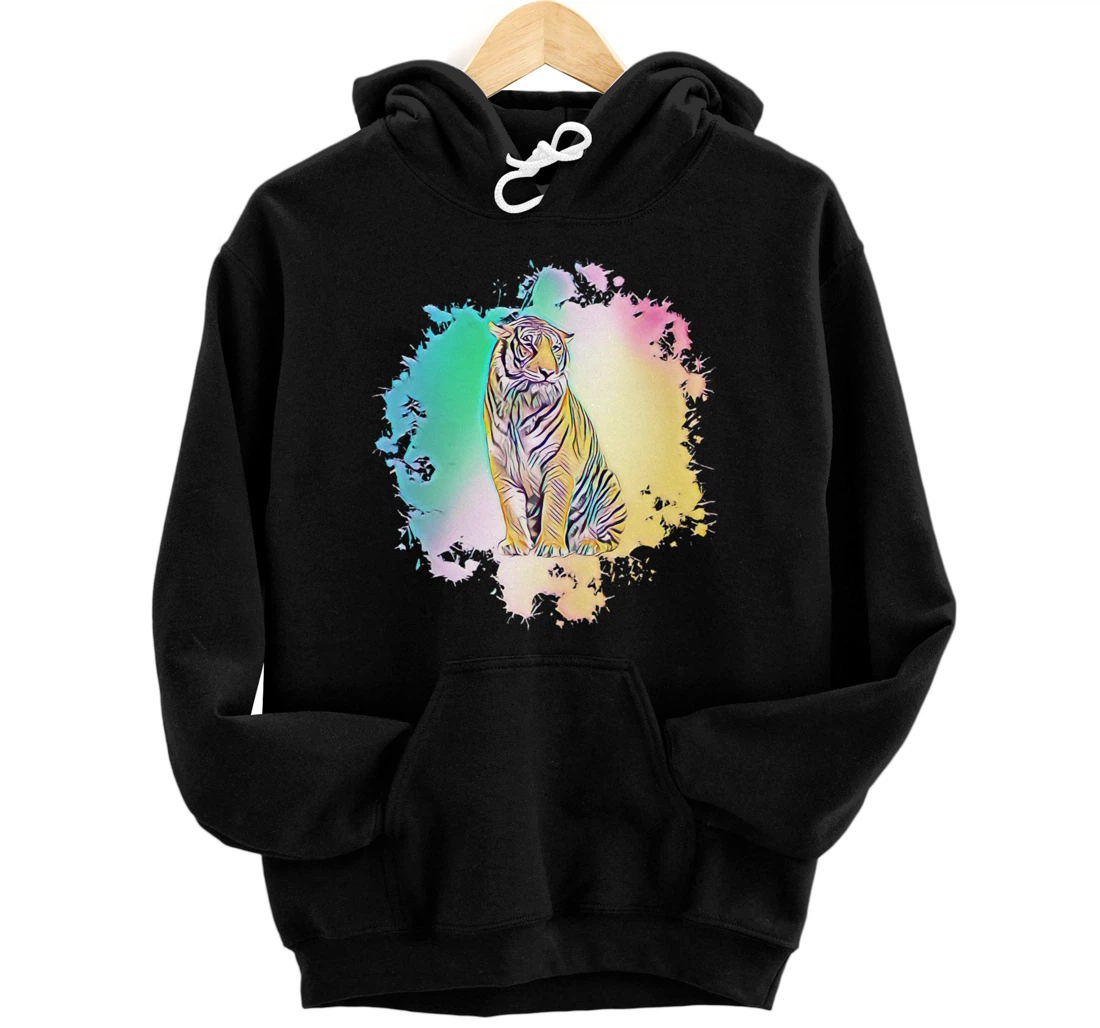 Personalized Tiger Motif Big Cat Jungle colorful Tigers Design Pullover Hoodie