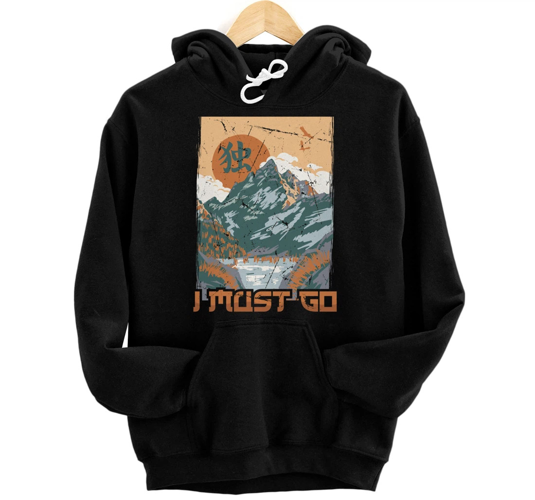 Personalized Japanese Aesthetic - I Must Go - Otaku - Mountain - Sunset Pullover Hoodie