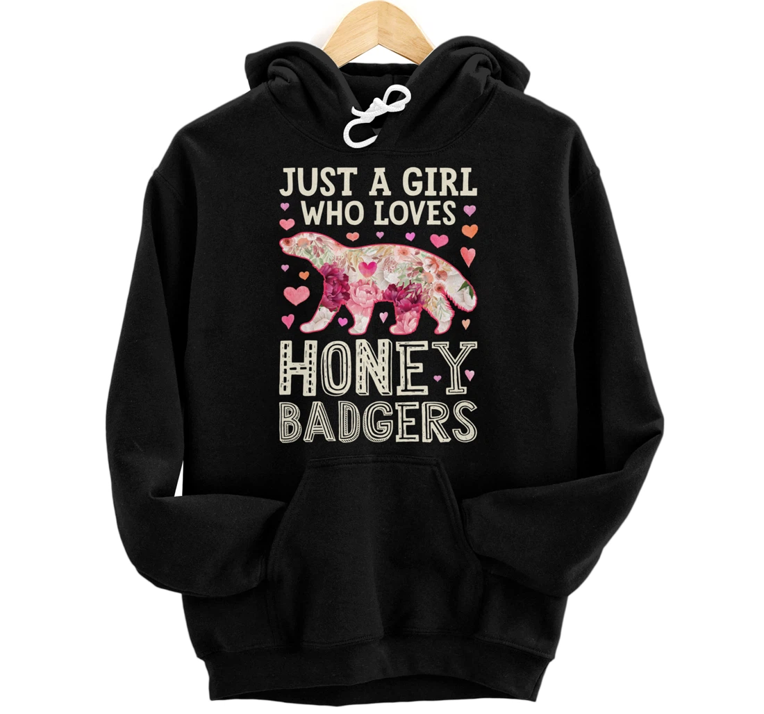 Personalized Honey Badger Just A Girl Who Loves Flower Women Cute Floral Pullover Hoodie