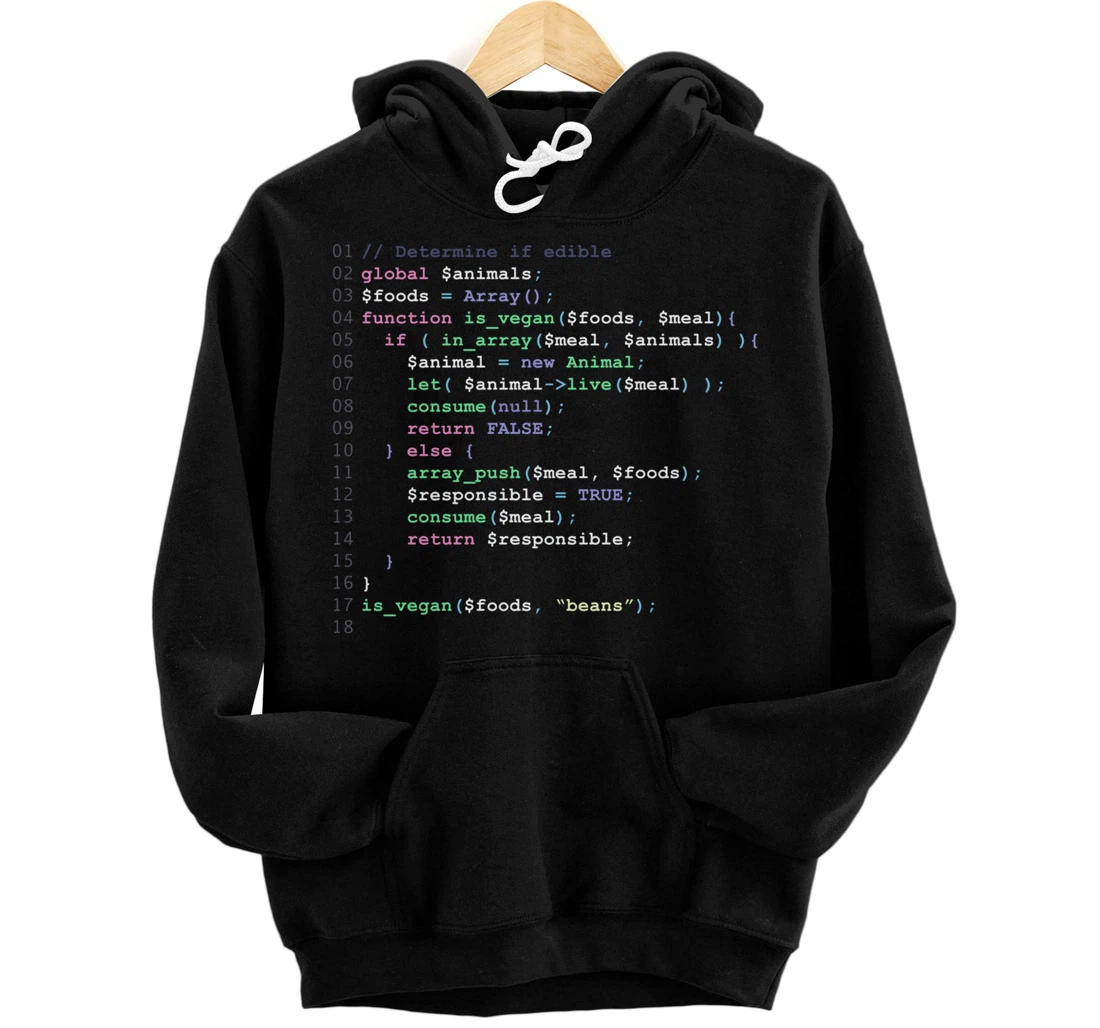 Personalized Vegan Programmer Animal Rights for Hacktivist in Script Pullover Hoodie