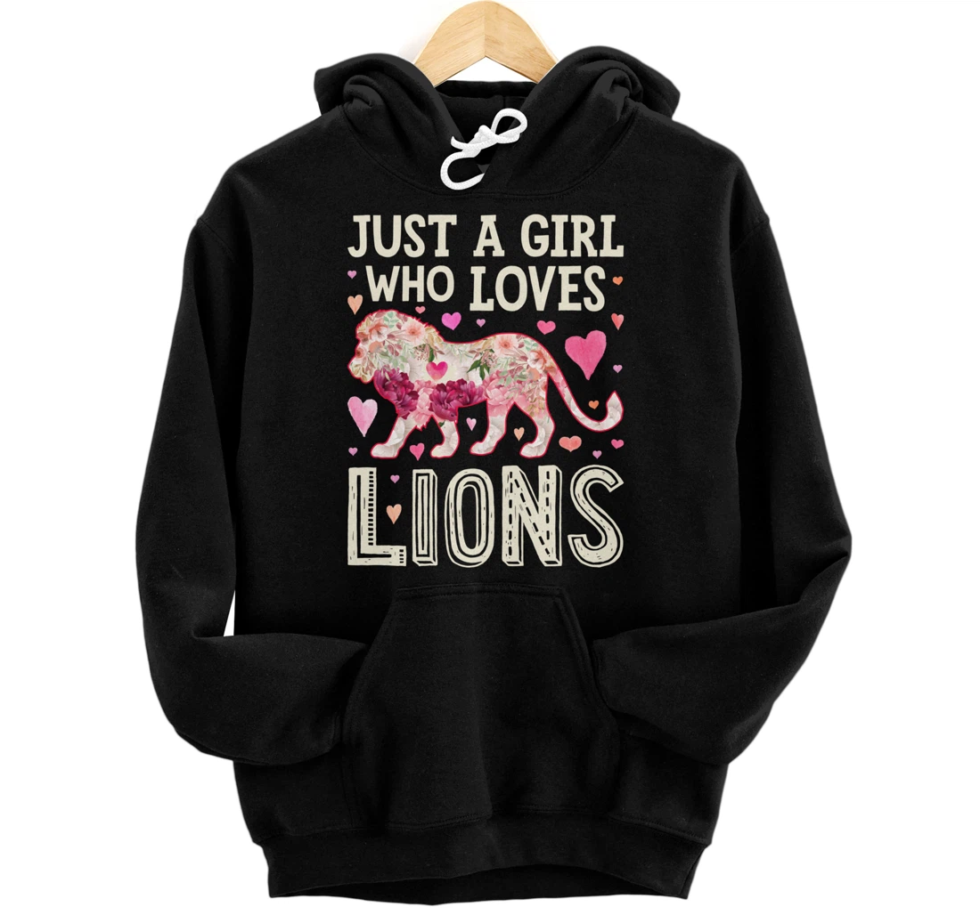 Personalized Lion Just A Girl Who Loves Lions Flower Women Cute Floral Pullover Hoodie