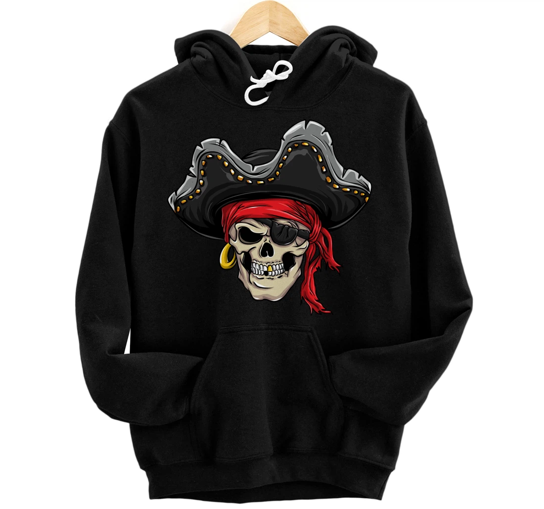 Personalized Pirate Skull / Skull Pirate Hat Pullover Hoodie
