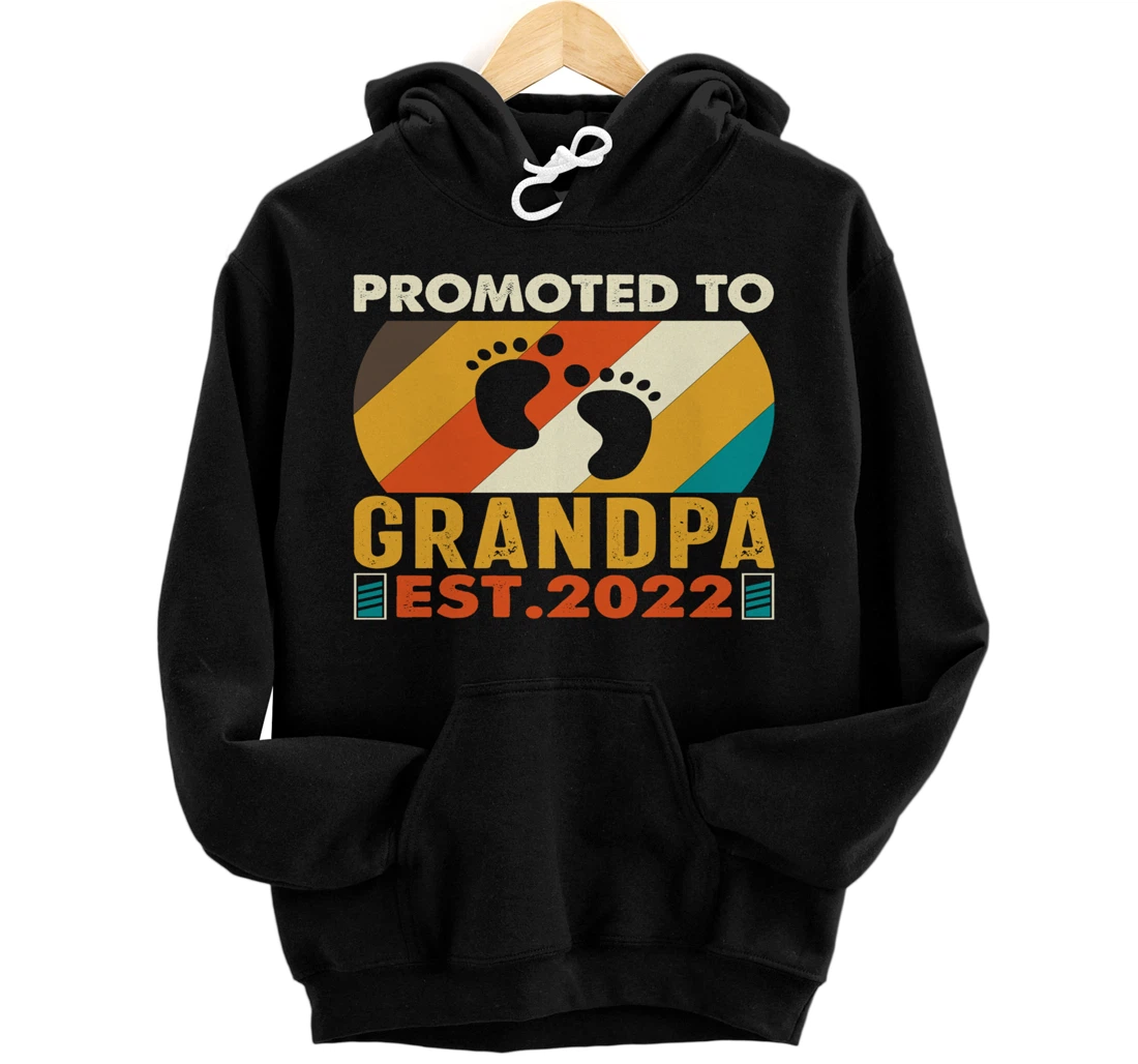 Personalized Promoted To Grandpa Est 2022 Retro Vintage New Grandpa 2022 Pullover Hoodie