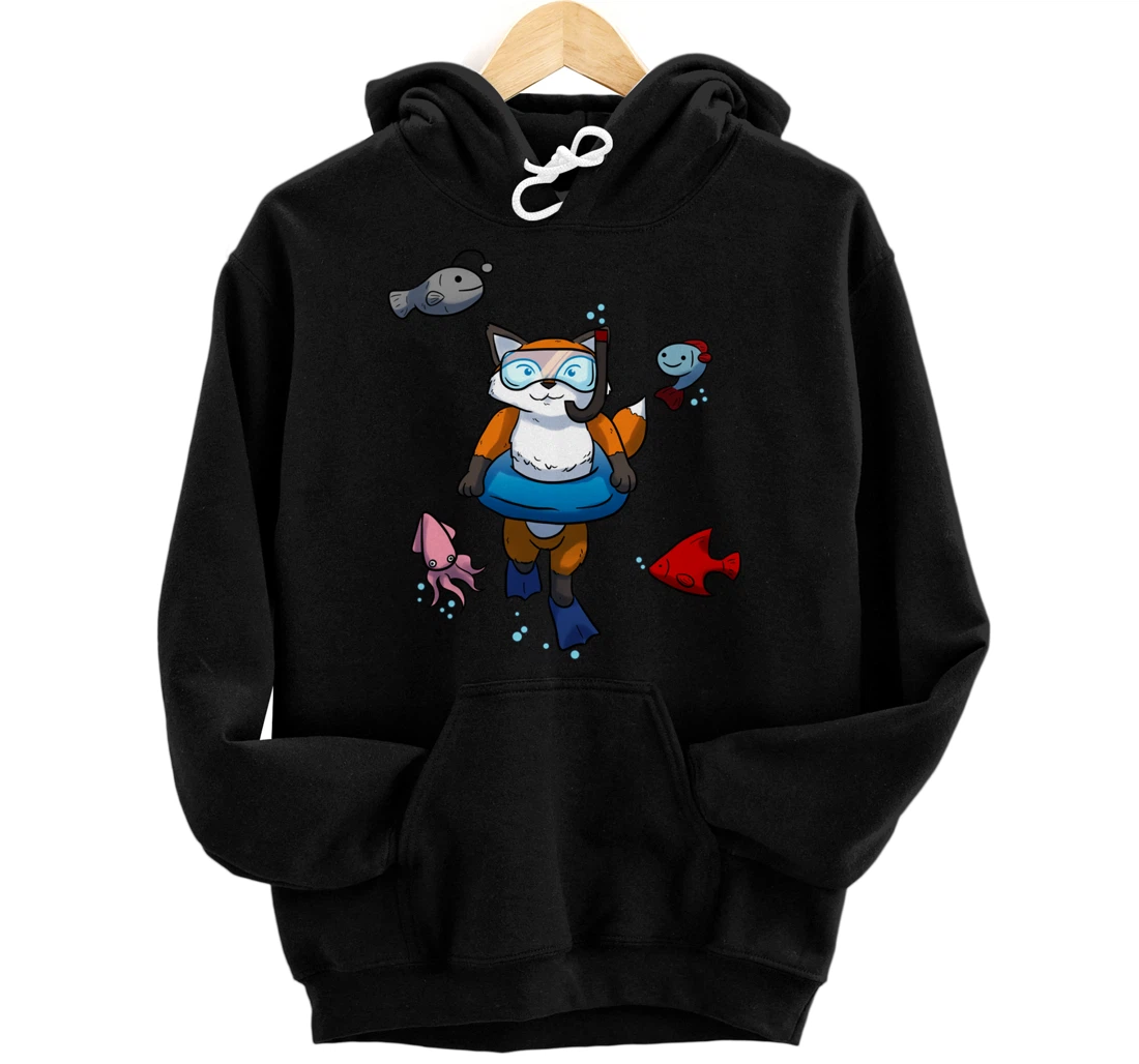 Personalized Scuba Diving Snorkeling Fox Chestnut Fishs Floats Swim Ring Pullover Hoodie