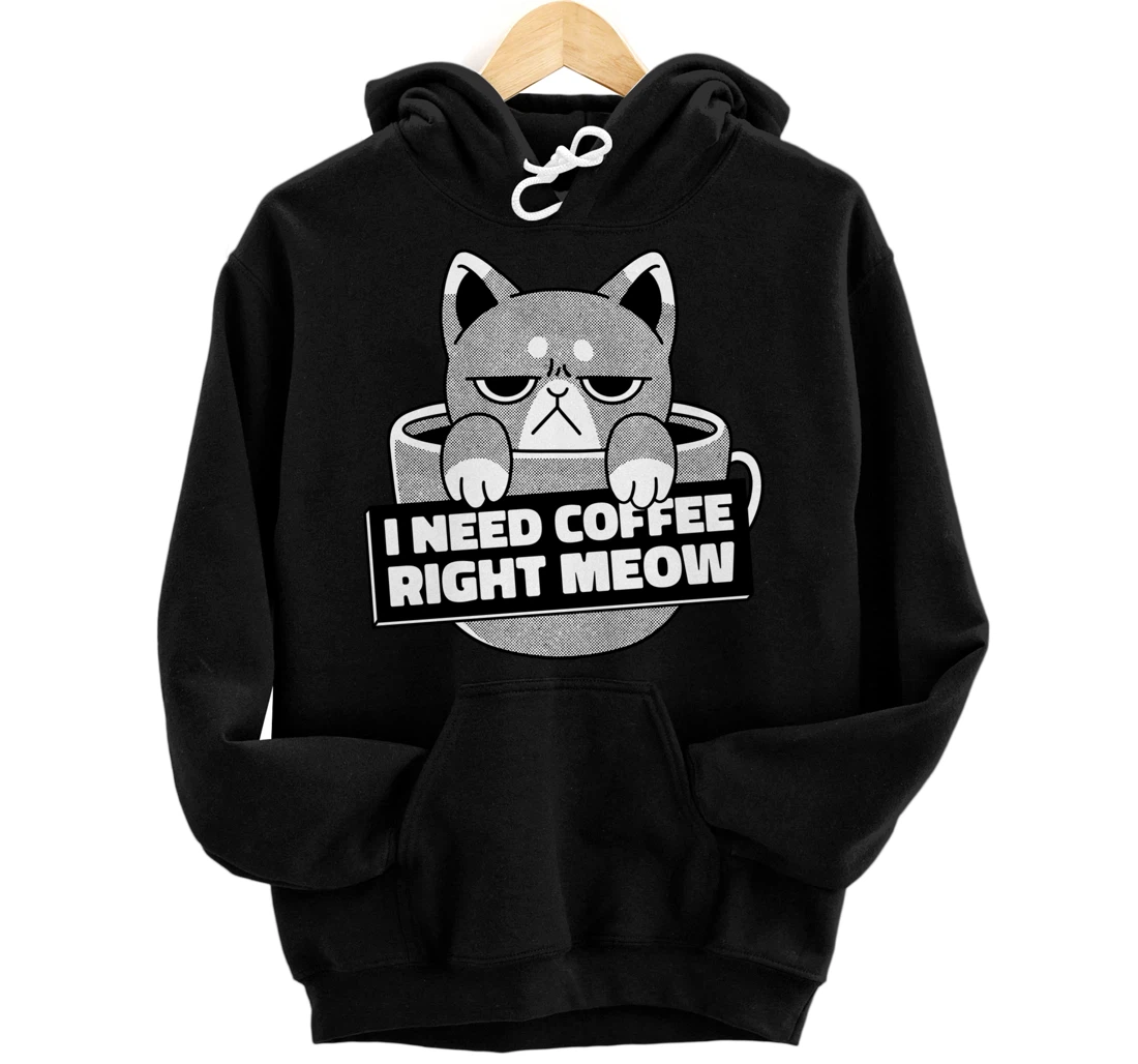 Personalized Cat Coffee Right Meow Pullover Hoodie