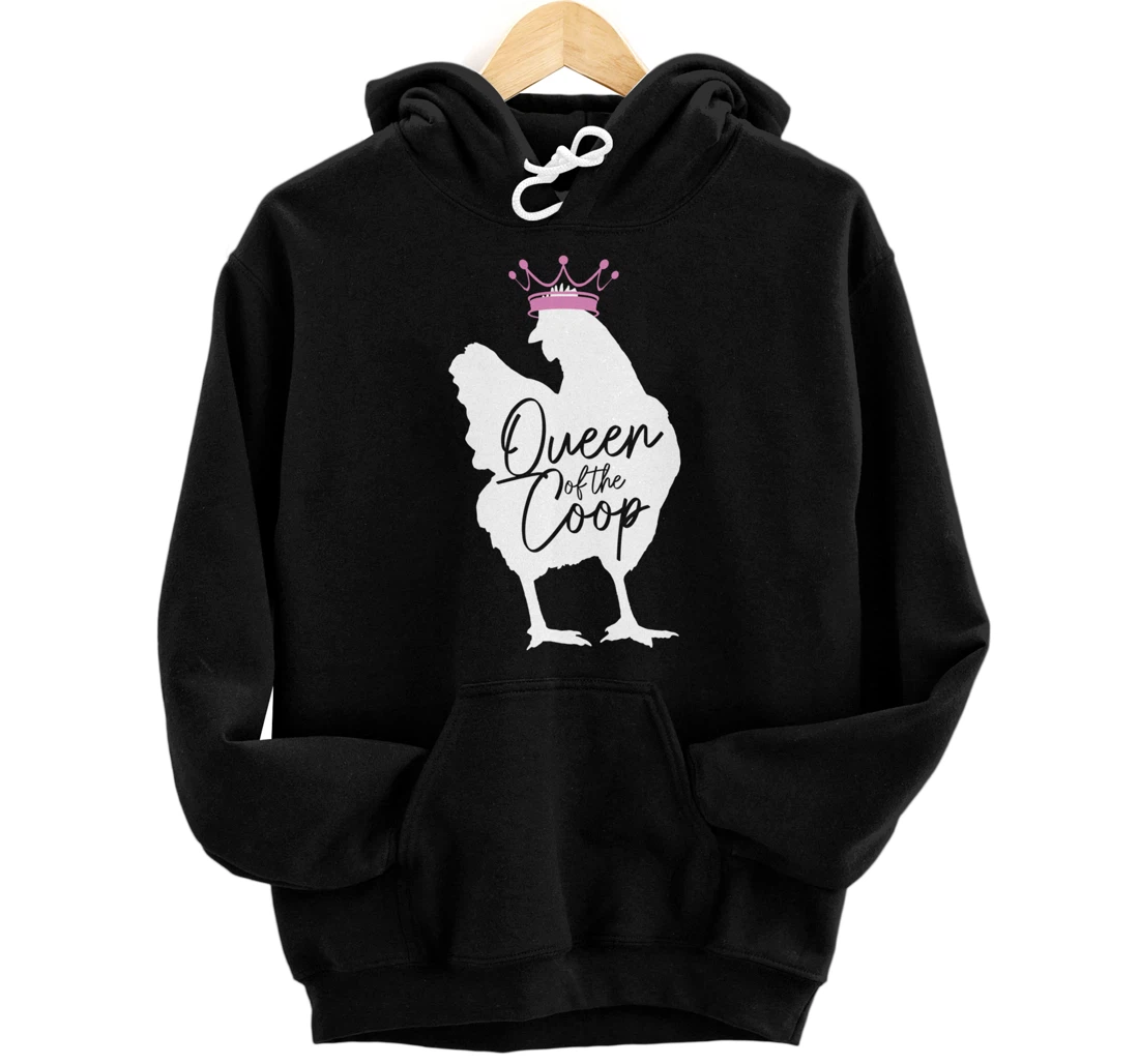 Personalized Chicken Queen Of The Coop Funny Cute Chicken Mom Farmer Pullover Hoodie