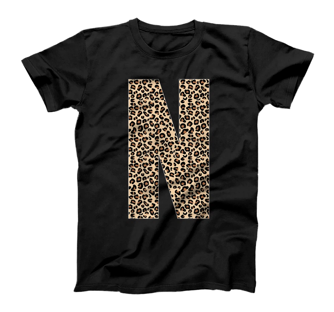 Personalized Capital Letter N Initial Name Leopard Cheetah Monogram T-Shirt, Kid T-Shirt and Women T-Shirt