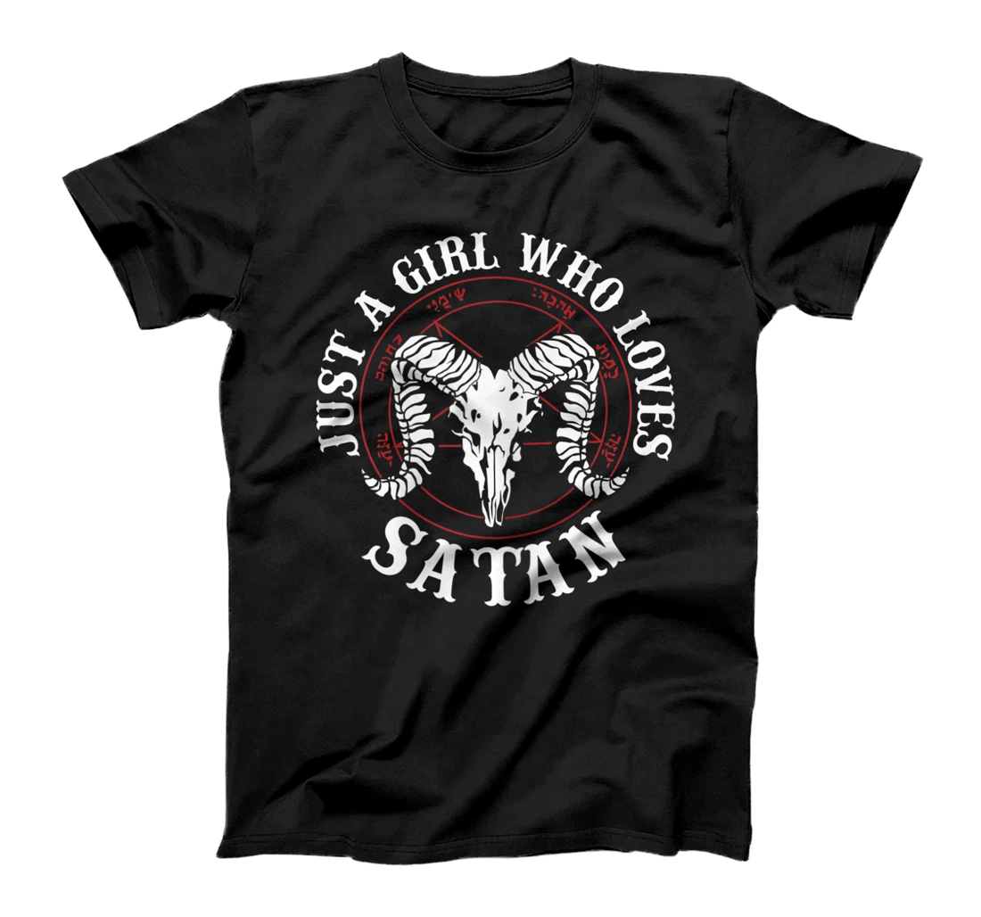 Personalized Womens Just A Girl Who Loves Satan - Baphomet Satanism Devil Satan T-Shirt, Women T-Shirt