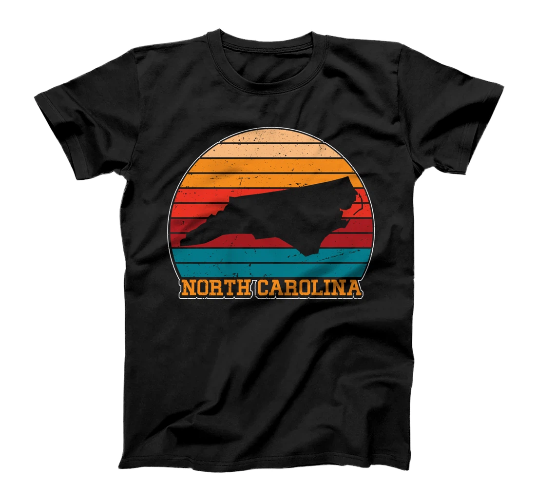 Personalized North Carolina Retro Vintage Sunset US State Silhouette T-Shirt