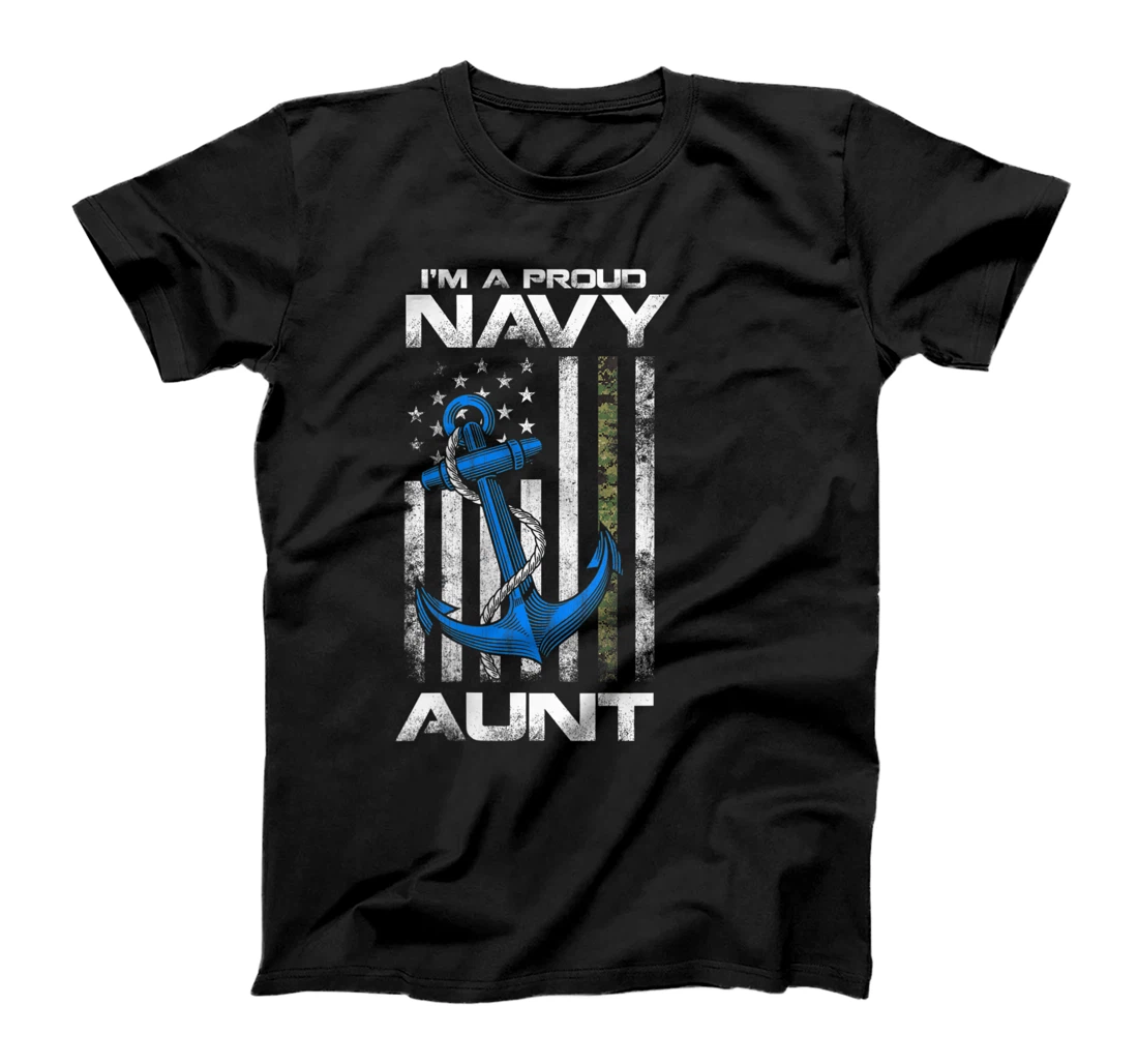 Personalized Womens Proud Navy Aunt Shirt American Flag Vintage T-Shirt, Women T-Shirt