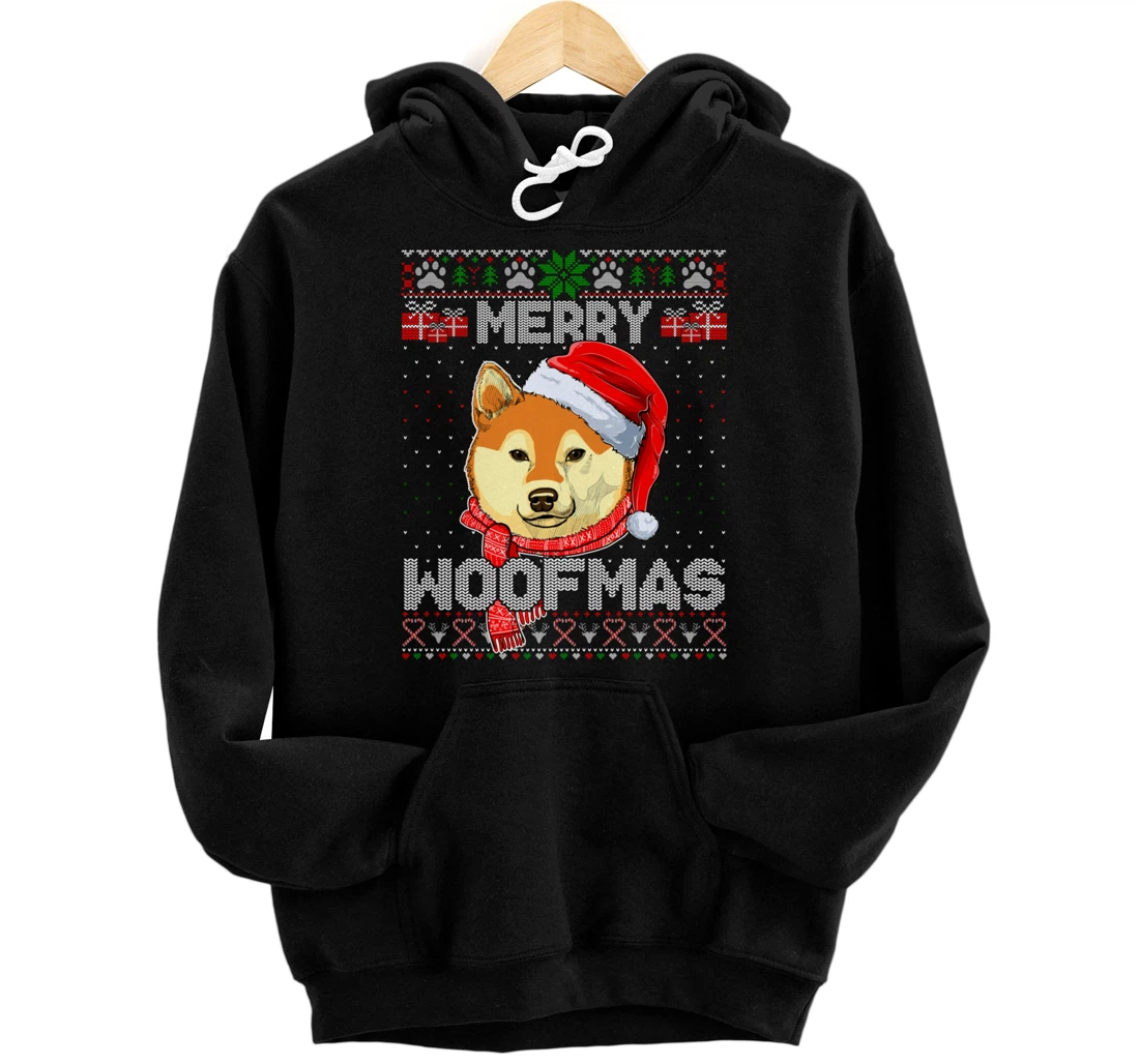Personalized Merry Woofmas Shiba Inu Lover Santa Scarf Ugly Xmas Sweater Pullover Hoodie