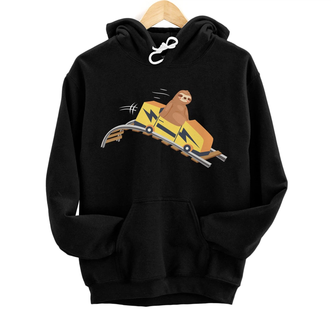Personalized Funny Sloth Riding A Roller Coaster Enthusiast Pullover Hoodie