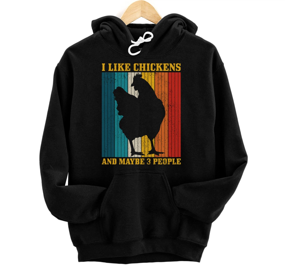 Personalized I Like Chickens & Maybe 3 People Funny Vintage Chicken Mom Pullover Hoodie