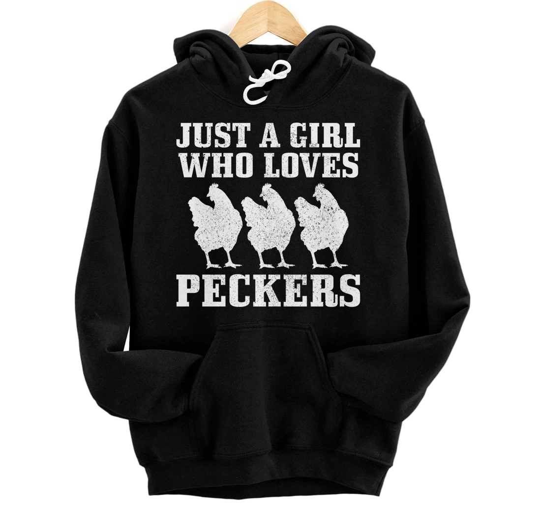 Personalized Chicken Just A Girl Who Loves Peckers Funny Chicken Mom Pullover Hoodie