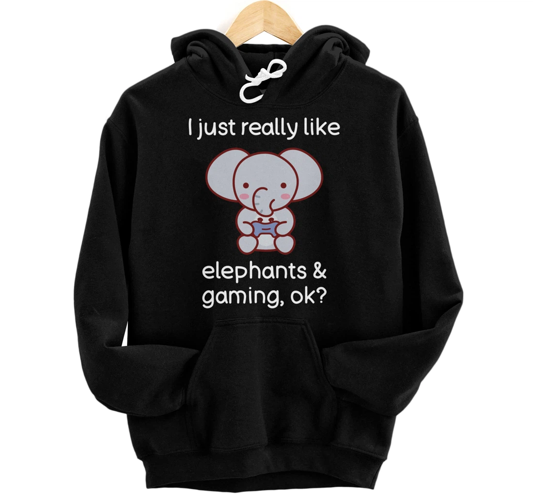 Personalized Gamer Shirt Funny Elephant Lover Video Games Gaming Pullover Hoodie
