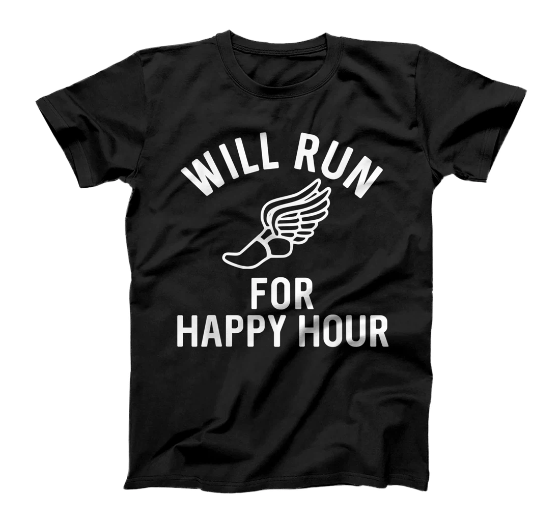 Personalized Will Run For Happy Hour Funny Alcohol Brunch T-Shirt, Women T-Shirt