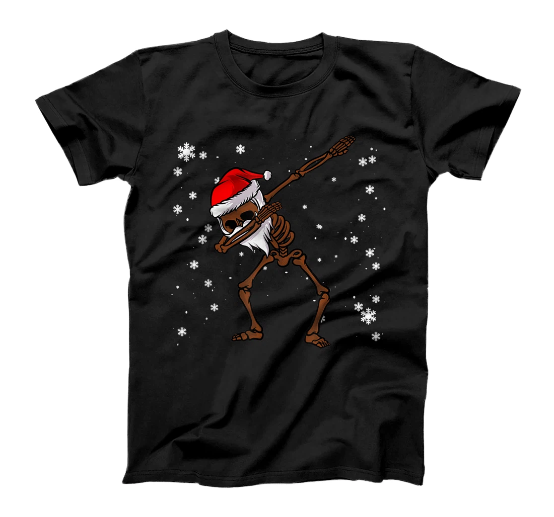 Personalized Womens Black Hip Hop Afro American Dabbing Santa Skeleton Xmas Dab T-Shirt, Kid T-Shirt and Women T-Shirt