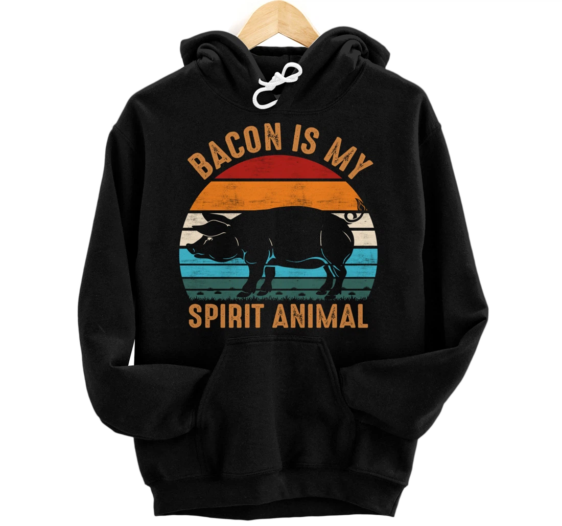 Personalized Bacon Is My Spirit Animal Funny BBQ Vintage Pullover Hoodie