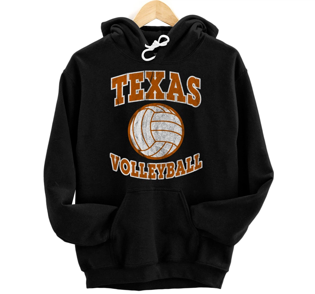Personalized Texas Volleyball Vintage distressed Pullover Hoodie