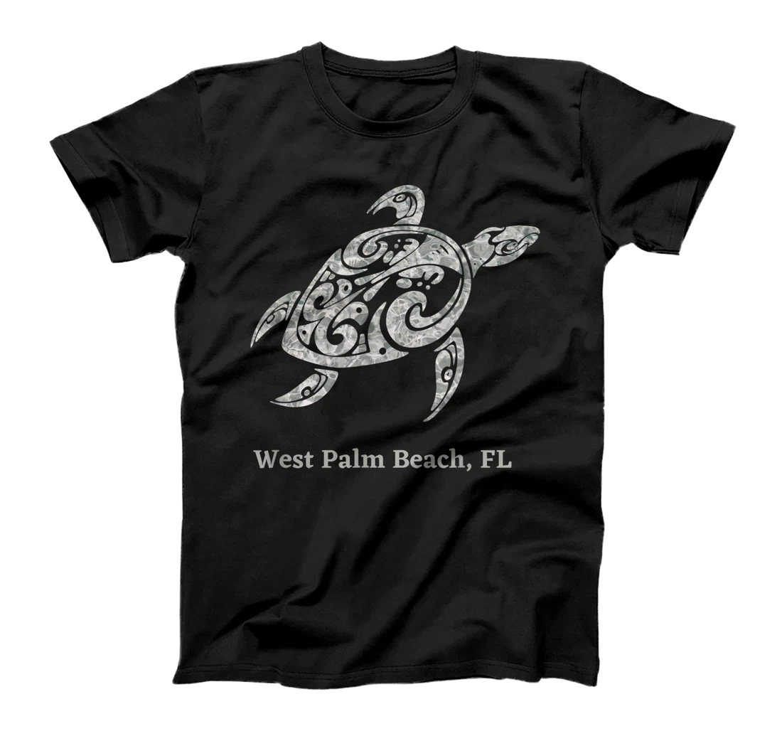 Personalized Womens West-Palm Beach, FL White Tribal Save The Sea Turtle T-Shirt, Women T-Shirt