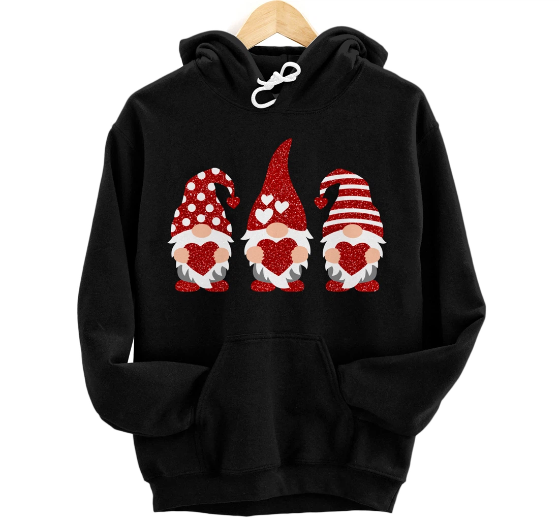 Personalized Valentine Gnomes with Heart Gnomes Holding Valentines Day Pullover Hoodie