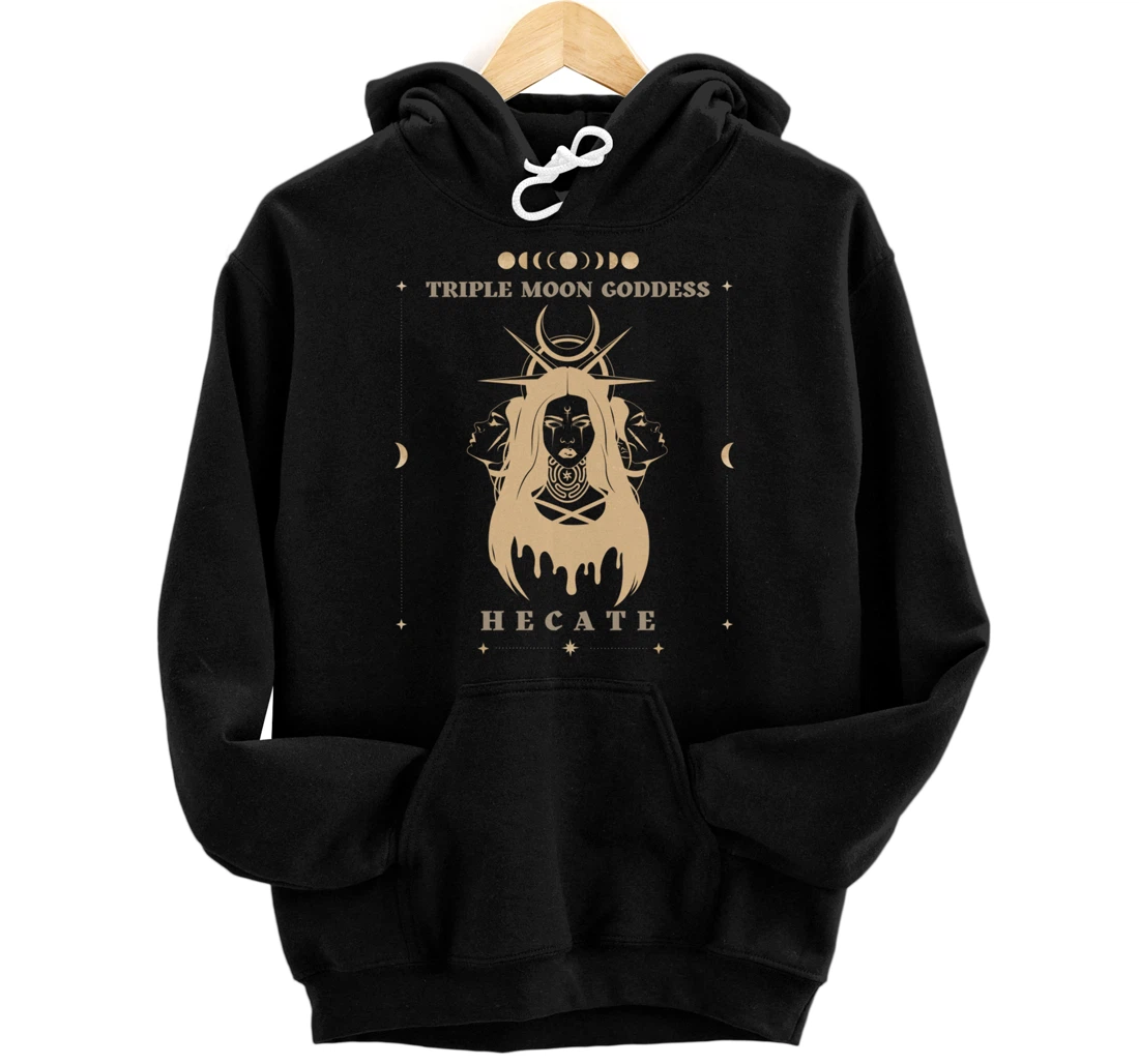 Personalized Triple Moon Goddess Tarot Card Wiccan Pagan Witch Hecate Pullover Hoodie