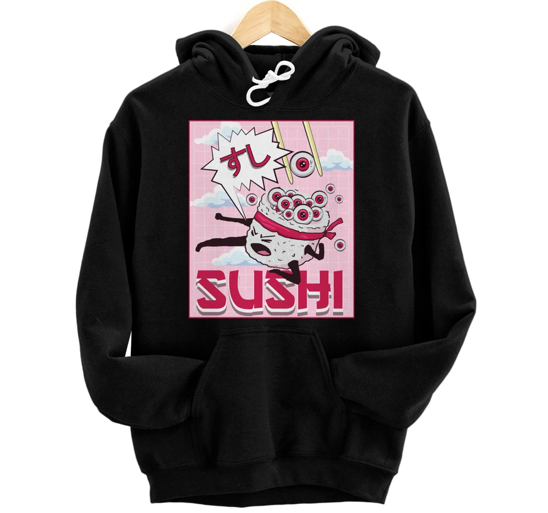 Personalized Weirdcore Aesthetic Kawaii Japanese Sushi Eyeballs Pullover Hoodie