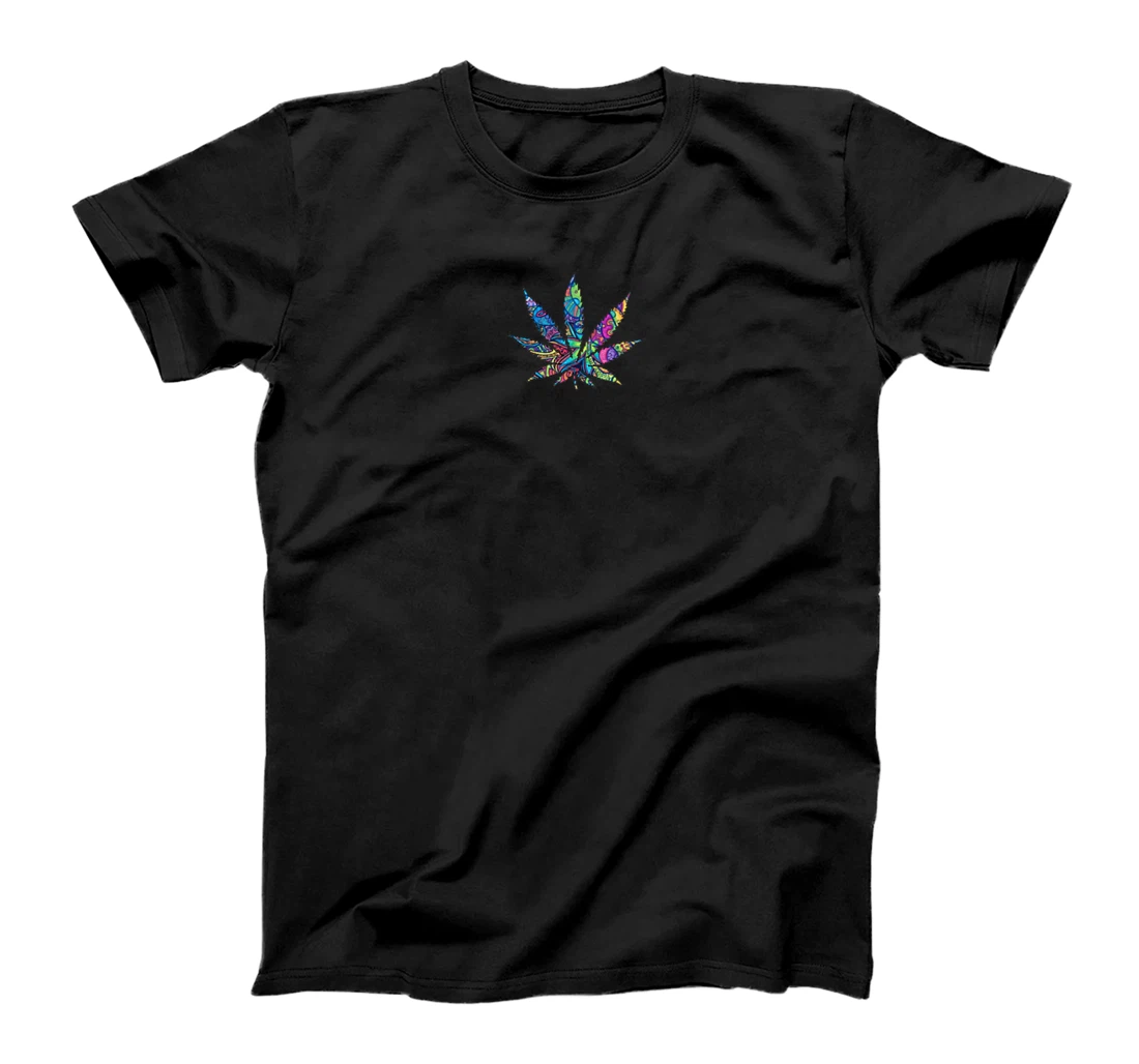 Personalized Womens Colorful rainbow Marijuana leaf novelty weed pot cannabis T-Shirt, Women T-Shirt