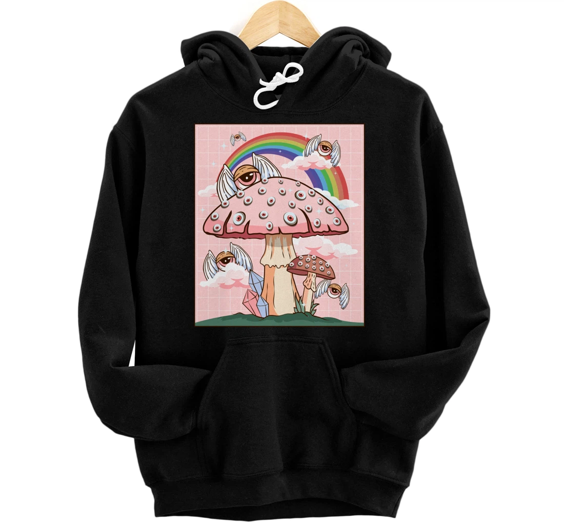 Personalized Weirdcore Aesthetic Cottagecore Kawaii Mushroom Eyes Pullover Hoodie