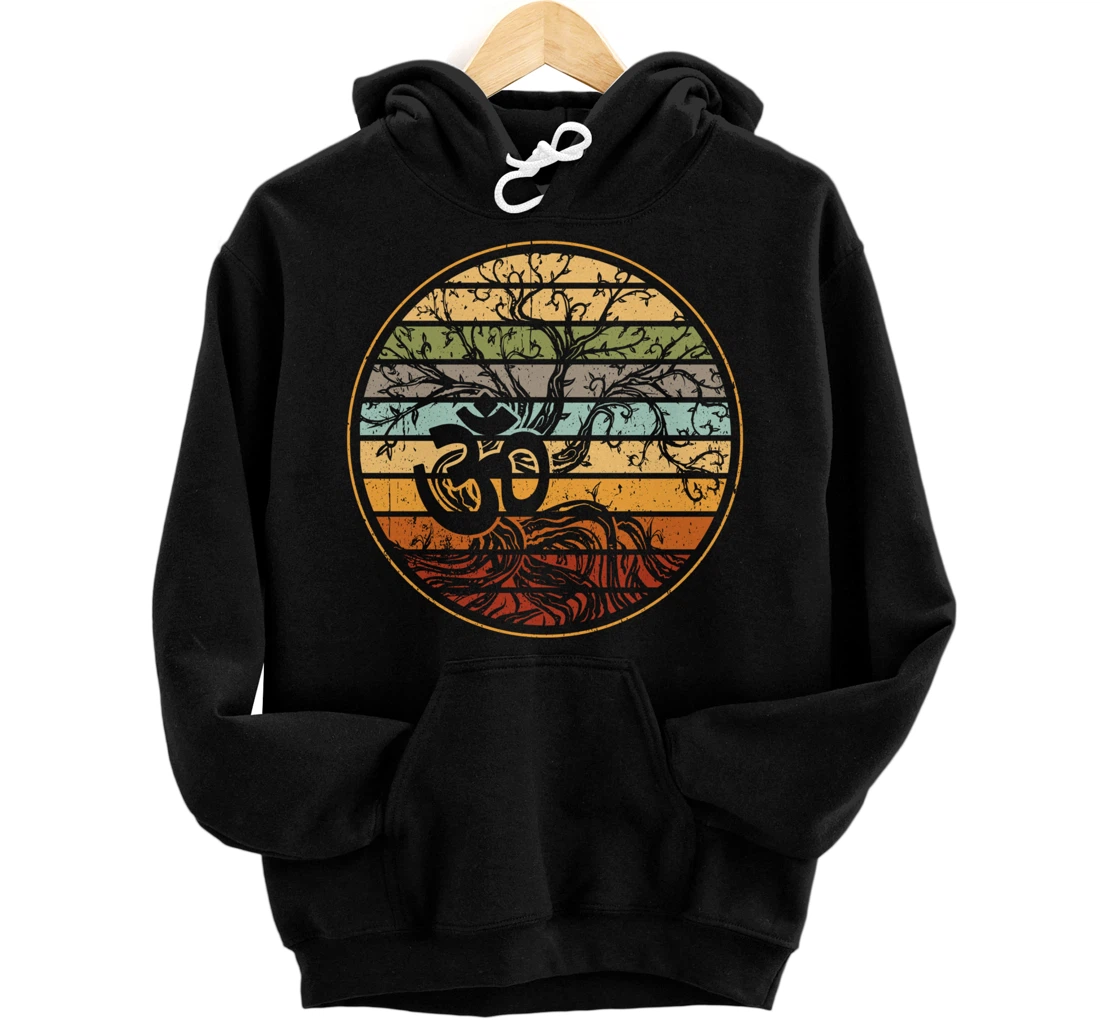 Personalized Tree of Life with Om Symbol Yoga Gift Retro Pullover Hoodie