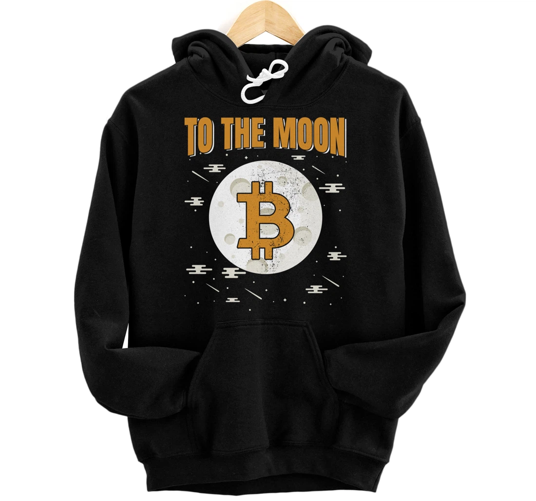 Personalized To The Moon Bitcoin Retro BTC Cryptocurrency Crypto Pullover Hoodie