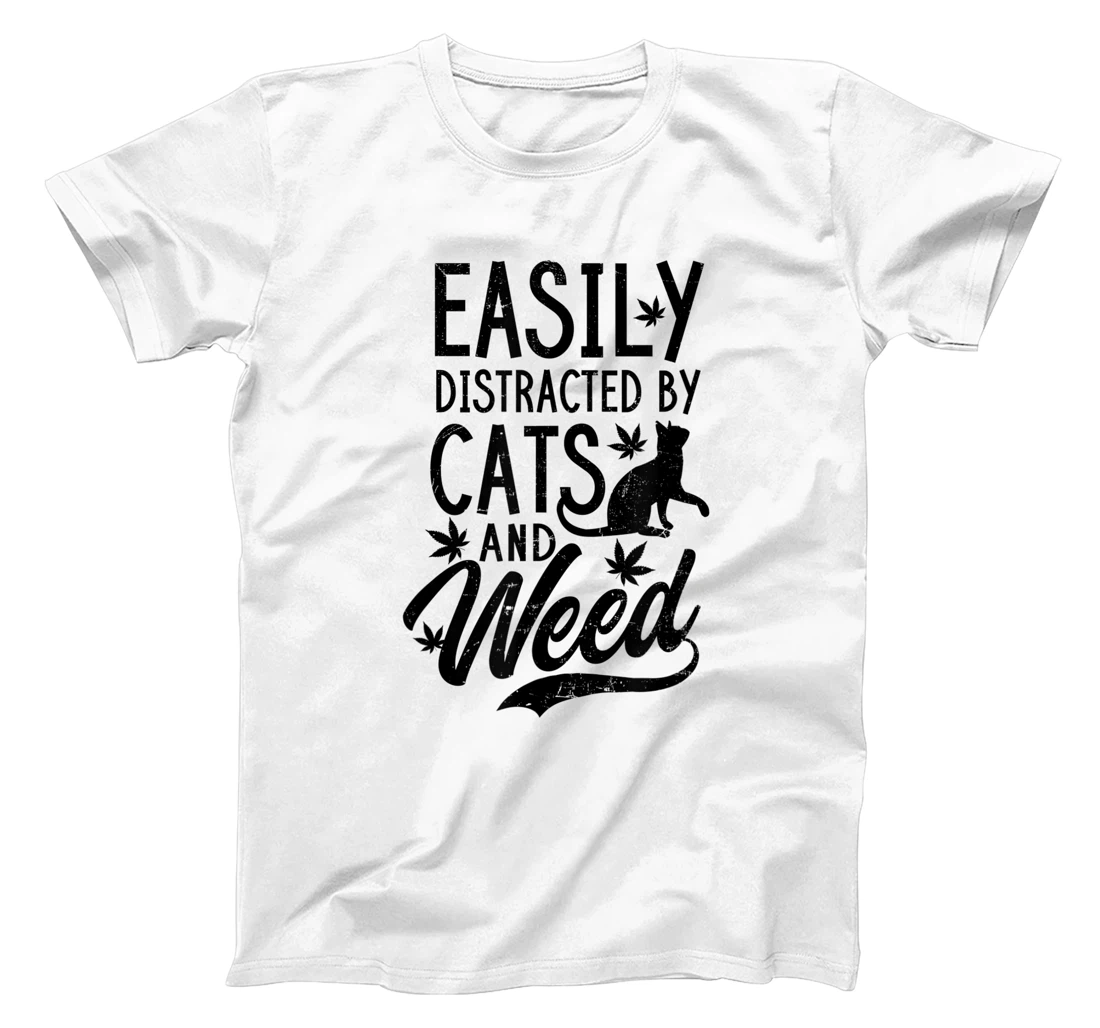 Personalized Womens Distracted By Cats And Weed Design Cat Weed T-Shirt, Women T-Shirt