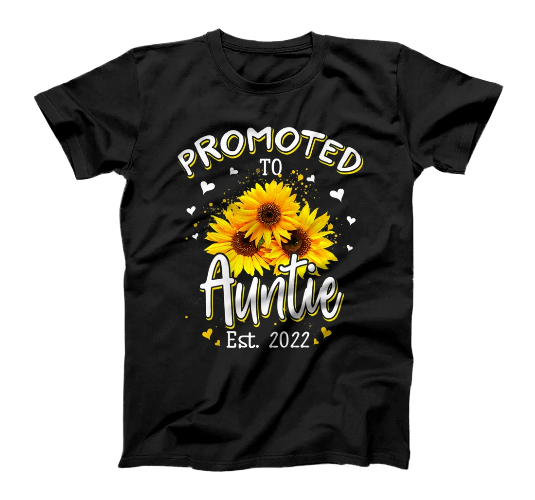 Personalized Womens Promoted To Auntie EST 2022 Sunflower Mom Announcement T-Shirt, Kid T-Shirt and Women T-Shirt