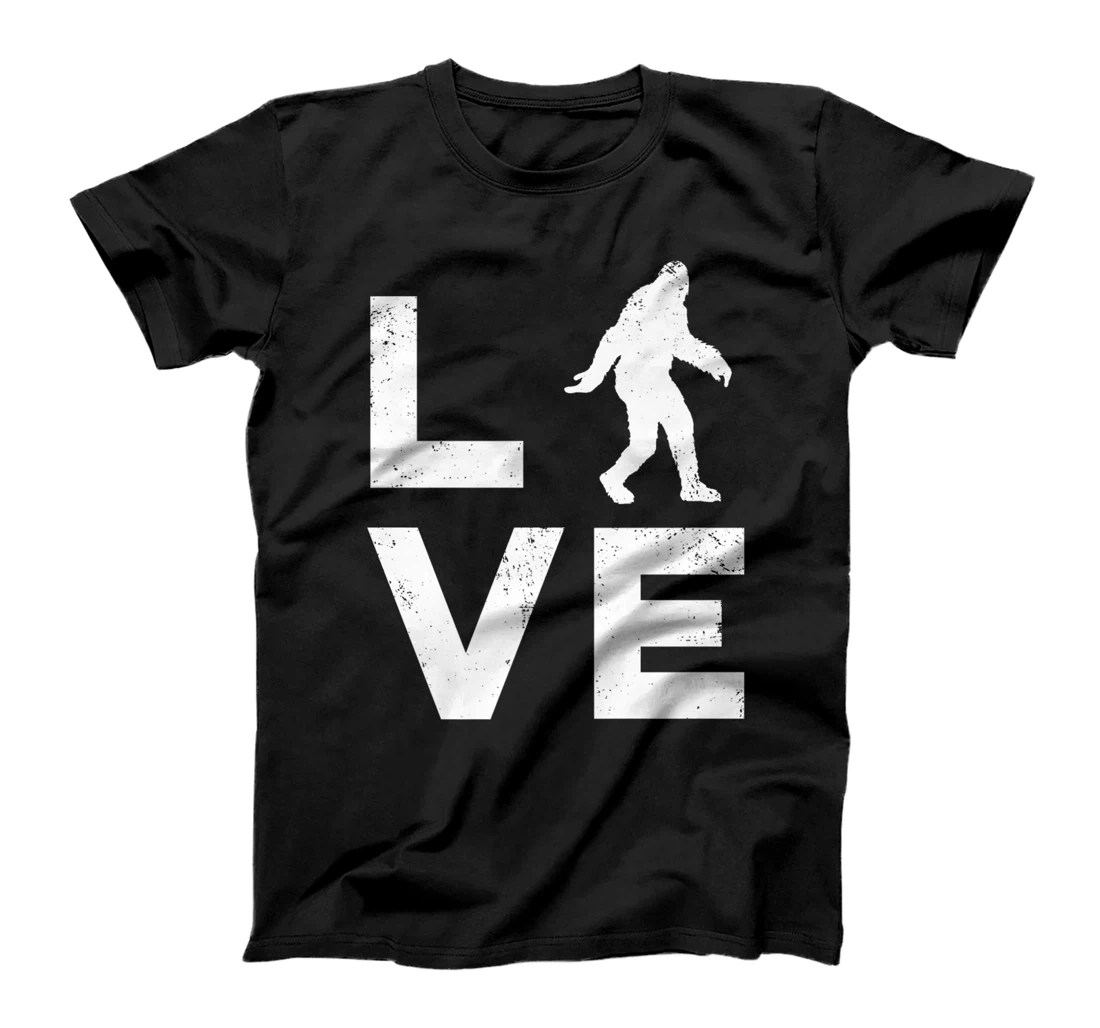 Personalized Womens LOVE Bigfoot Yeti or Sasquatch Retro T-Shirt, Women T-Shirt