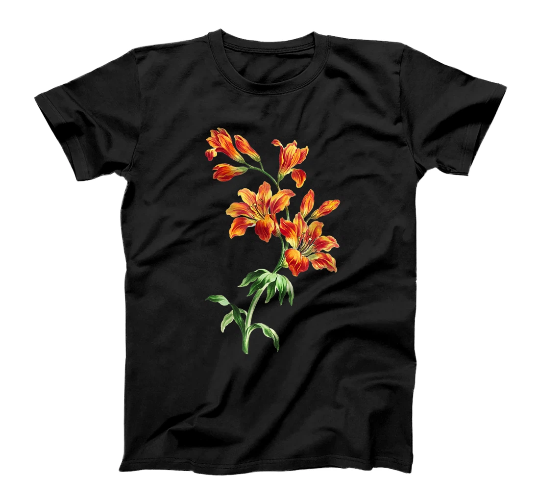 Personalized Vintage Botanical Orange Lily Flower Illustration Art Shirt T-Shirt, Kid T-Shirt and Women T-Shirt