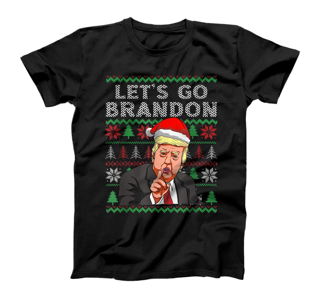 Personalized Womens Let's Go Branson Brandon Ugly Sweater Style Santa Trump T-Shirt, Women T-Shirt