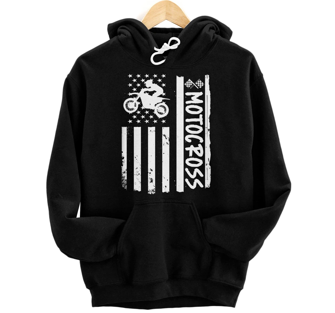 Personalized Motocross USA Flag Pullover Hoodie